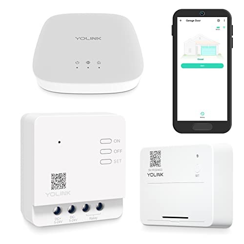 Smart Garage Door Kit with YoLink Hub - App Remotely Control Existing Garage Door Opener, YoLink 1/4 Mile World's Longest Range Garage Door Controller and Wireless Sensor Compatible with Alexa IFTTT