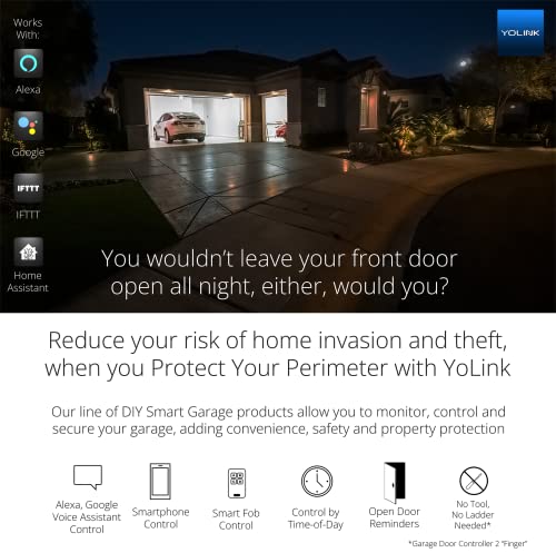 Smart Garage Door Kit with YoLink Hub - App Remotely Control Existing Garage Door Opener, YoLink 1/4 Mile World's Longest Range Garage Door Controller and Wireless Sensor Compatible with Alexa IFTTT