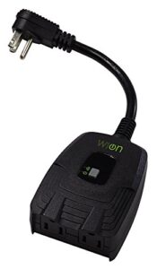 wion 50049 outdoor wi-fi wireless plug-in switch, smartphone and tablet automation for up to 12 devices, 2 grounded outlets, weather resistant, energy saving, wifi controlled switch