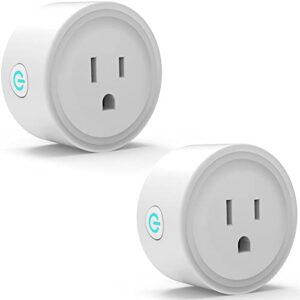 smart plugs that work with alexa google home siri, wireless 2.4g wifi outlet controlled by smart life tuya avatar controls app, 10a mini socket enchufe inteligente with timer, round, 2 pack