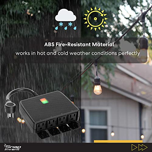 Smart Heavy Duty Outdoor WiFi Plug Waterproof Socket, Electrical Power Extension Cord, Outlet Switch and Timer Works Remotely with Alexa, Google Assistant (4 Sockets)