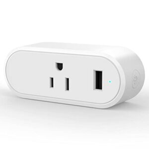jjc smart plug 18d, wifi outlet compatible with alexa and google home assistant, mini smart home plugs with timer fuction & group controller, 10 amp,2.4g wifi only,1-pack, white