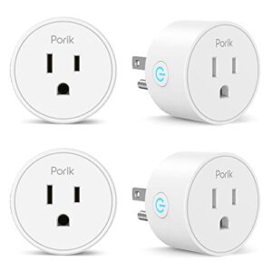 smart plug, porik wifi outlet smart home plugs that work with alexa, google assistant & smartthings, smart socket with remote and voice control, timer & schedule, no hub required, 4 pack