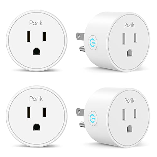 Smart Plug, PORIK WiFi Outlet Smart Home Plugs that Work with Alexa, Google Assistant & SmartThings, Smart Socket with Remote and Voice Control, Timer & Schedule, No Hub Required, 4 pack