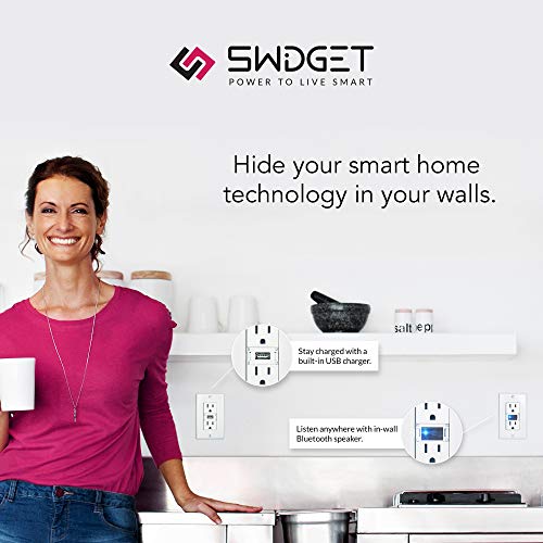 Swidget Customizable Outlet - Add a Wi-Fi or Z-Wave Insert to make it a smart outlet, smart plug, Wi-Fi Plug, Z-Wave Plug. Compatible with Alexa, Google Assistant, IFTTT. 15Amp, Tamper Resistant, ETL