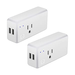 jinvoo smart plug,wifi outlet mini socket 16a work with alexa and google home, remote control,smart plug outlet with 2 usb ports, voice control remote control, timing function
