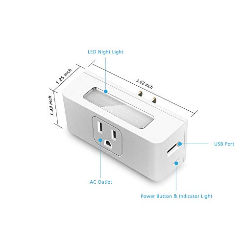 Smart Plug with LED Night Light and USB Port, 2 pack Smart Outlets Work with Alexa Echo Google Home IFTTT, 2.4GHz Remote Control WiFi Smart Socket with Timer Function, No Hub Required