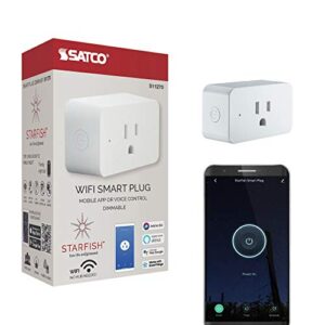 satco s11270 starfish 3-inch on/off and dimmer wifi smart plug outlet, works with siri, alexa, google assistant, smartthings, white