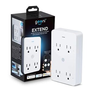 geeni smart wi-fi 4 outlet plug with surge protection, – no hub required – compatible with alexa, google home, white – 1-pack