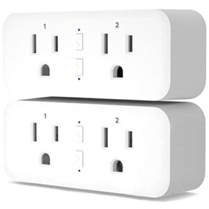 kmc smart plug duo, 2-outlet wi-fi smart plug, 2-pack, multi plug adapter, independently controlled smart outlets, works with alexa & google assistant, no hub required