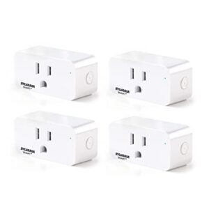 sylvania wifi smart plug, voice control, compatible with alexa and google home, timer, on/off, white – 4 pack (75703)
