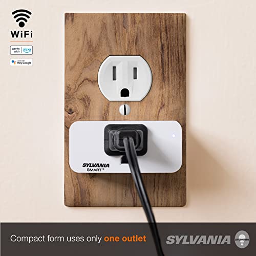 SYLVANIA Wifi Smart Plug, Voice Control, Compatible with Alexa and Google Home, Timer, On/Off, White - 4 Pack (75703)