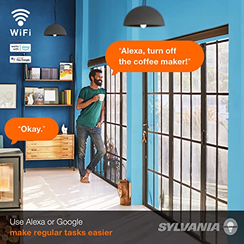 SYLVANIA Wifi Smart Plug, Voice Control, Compatible with Alexa and Google Home, Timer, On/Off, White - 4 Pack (75703)