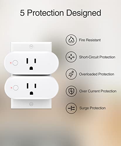 GHome Smart Smart Plug,15A Wi-Fi Plug Compatible with Alexa and Google Home, Mini Outlet Socket Remote Control with Schedule Timer Function, Only for 2.4GHz Network, No Hub Required (4 Pack)