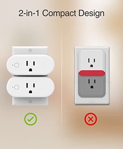 GHome Smart Smart Plug,15A Wi-Fi Plug Compatible with Alexa and Google Home, Mini Outlet Socket Remote Control with Schedule Timer Function, Only for 2.4GHz Network, No Hub Required (4 Pack)