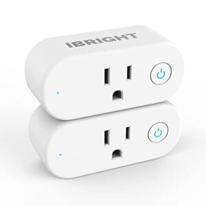 ibright smart plug, high security with overload protection, smart wi-fi outlet compatible with alexa, google assistant and ifttt, app remote control &timer function, 15amp (2.4ghz wi-fi only, 2 pack)