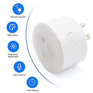 WiFi Smart Plug with Socket tuya Smart Life app Remote Control Outlet Compatible with Alexa and Google Home dimmable RGB LED Night Light