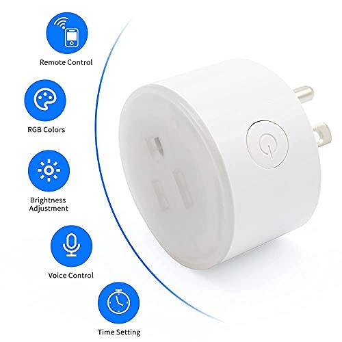 WiFi Smart Plug with Socket tuya Smart Life app Remote Control Outlet Compatible with Alexa and Google Home dimmable RGB LED Night Light