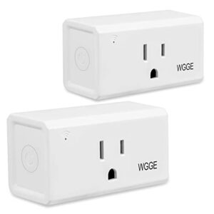 smart plug, wgge wifi smart plug outlet compatible with alexa or google assistant, app remote control anywhere, timer function, no hub required, 2.4 ghz network only (white / 2 pieces)