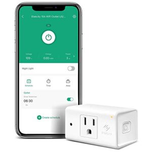 smart plug by etekcity, works with alexa and google home, 15a/1800w, wifi energy monitoring outlet with automatic night light, no hub required, etl listed, white (upgraded version)