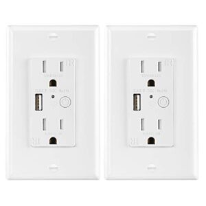 tuya app smart wifi outlet with usb port, 5v 2.4a usb charger outlet compatible with alexa, google assistant, etl&fcc listed, ks-15t/wu, white (2 pack)
