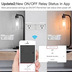 MOES WiFi Smart Outlet Extender Shelf Multi Outlets with 2AC Electrical Socket Splitter Wall Plug Expander with Nightlight Relay Status and Light Mode, 2x1000W, White Removable Shelf