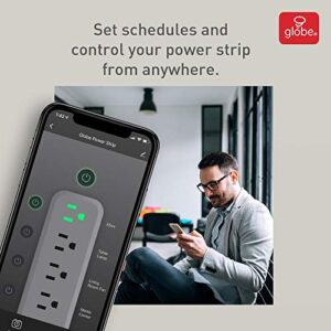 Globe Electric Wi-Fi Smart 4-Outlet Surge Protector 2 USB Port Power Strip, No Hub Required, Voice Activated, Independently Controlled Grounded Outlets, 4ft Cord, White 50077