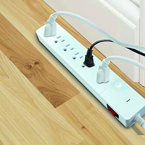 Energizer Connect 6 Outlet Smart Surge Protector, 1,200 Joules, Remote Access/Custom Schedules, Compatible with Alexa/Siri/Google Assistant, Low Profile Angled Plug with 3ft Cord, Connect to Your Wi-Fi