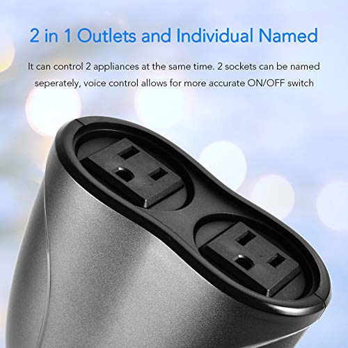 Outdoor Smart Plug, Shiningworth Outdoor Wi-Fi Outlet with 2 Waterproof Sockets Compatible with Alexa Echo Google Home, Wireless Remote Control Smart Socket with Timer Function