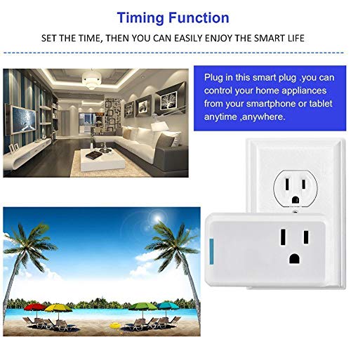 4pack Smart Plug Wireless Mini Outlet with Schedule,Remote Control Your Devices,Occupies Only One Socket, Compatiable with Alexa Echo Google Home Assistant, Christmas Light Socket Timing Function