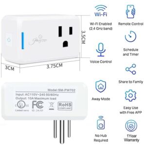 4pack Smart Plug Wireless Mini Outlet with Schedule,Remote Control Your Devices,Occupies Only One Socket, Compatiable with Alexa Echo Google Home Assistant, Christmas Light Socket Timing Function