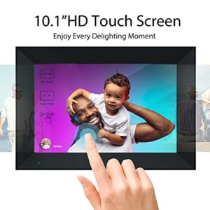 Digital Photo Frame 10.1 Inch WiFi Digital Picture Frame IPS HD Touch Screen Smart Cloud Photo Frame with 16GB Storage, Auto-Rotate, Easy Setup to Share Photos or Videos Remotely via AiMOR APP (Black)