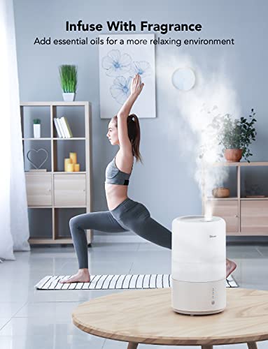 Govee Smart WiFi Humidifiers for Bedroom, Top Fill Cool Mist Humidifiers for Baby and Plants, Work with Alexa, Auto Humidity Adjustment, 24 dB Super Quiet, Essential Oil Diffuser, 24H Timer, 3L