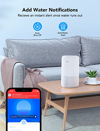 Govee Smart WiFi Humidifiers for Bedroom, Top Fill Cool Mist Humidifiers for Baby and Plants, Work with Alexa, Auto Humidity Adjustment, 24 dB Super Quiet, Essential Oil Diffuser, 24H Timer, 3L