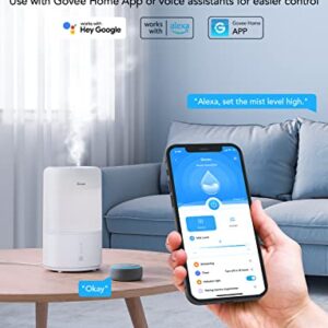 Govee Smart WiFi Humidifiers for Bedroom, Top Fill Cool Mist Humidifiers for Baby and Plants, Work with Alexa, Auto Humidity Adjustment, 24 dB Super Quiet, Essential Oil Diffuser, 24H Timer, 3L