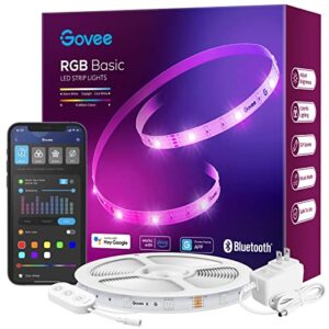 govee smart wifi led strip lights , 50ft rgb led lights work with alexa and google assistant, color changing light strip, music sync, app controlled led lights for bedroom and gaming, easy to install