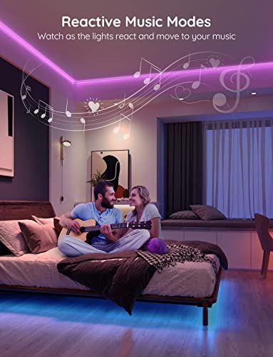 Govee Smart WiFi LED Strip Lights , 50ft RGB LED Lights Work with Alexa and Google Assistant, Color Changing Light Strip, Music Sync, App Controlled LED Lights for Bedroom and Gaming, Easy to Install