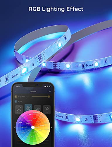 Govee Smart WiFi LED Strip Lights , 50ft RGB LED Lights Work with Alexa and Google Assistant, Color Changing Light Strip, Music Sync, App Controlled LED Lights for Bedroom and Gaming, Easy to Install