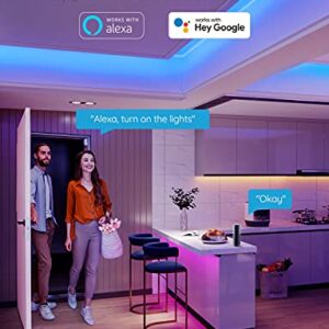 Govee Smart WiFi LED Strip Lights , 50ft RGB LED Lights Work with Alexa and Google Assistant, Color Changing Light Strip, Music Sync, App Controlled LED Lights for Bedroom and Gaming, Easy to Install