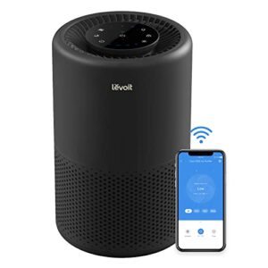 levoit air purifiers for home large room, smart wifi alexa control, h13 true hepa filter, removes 99.97% of pollutants, covers up to 915 sq.foot, 24db quiet cleaner for bedroom, core 200s, black