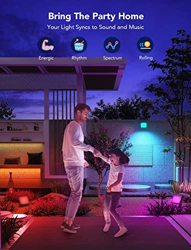 Govee Outdoor Lights, Flood Lights Uplight 2 in 1, LED Landscape Lighting, 35 Scene Modes, 4 Music Modes, Smart Color Changing IP65 Waterproof, App Control, Patio Lights, Garden Yards Walls, 4 Pack