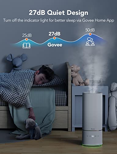 Govee 6L Smart WiFi Humidifiers for Bedroom Large Room Plants, Top Fill Cool Mist Humidifier with App Control, Auto Mode with Sensor, Essential Oil Diffusers and Night Light, Works with Alexa