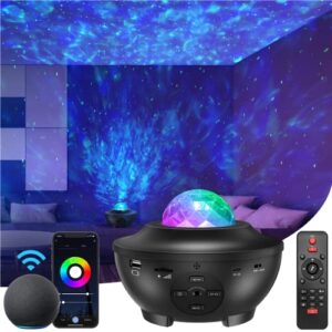 galaxy projector star projector with bluetooth/music speaker/voice control/timer,work with alexa & google assistant,starry night light projector for kids adults bedroom/decoration/birthday gift/party