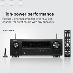 Denon AVR-S760H 7.2 Ch AVR - 75 W/Ch (2021 Model), Advanced 8K Upscaling, Dolby Atmos Height Virtualization, DTS Virtual:X & More, Wireless Streaming, Built-in HEOS, Amazon Alexa Voice Control
