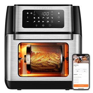 crownful smart air fryer, 10.6 quart large wifi convection toaster oven combo with rotisserie & dehydrator, works with alexa & google assistant, accessories and online cookbook included