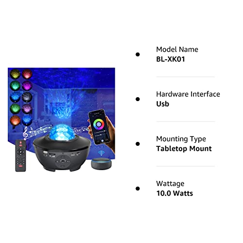 Galaxy Projector, Star Projector with Bluetooth Speaker, Galaxy Night Light Projector with Remote Control Compatible with Alexa & Google for Bedroom, Room Decor, Home Theatre, Adults & Kids