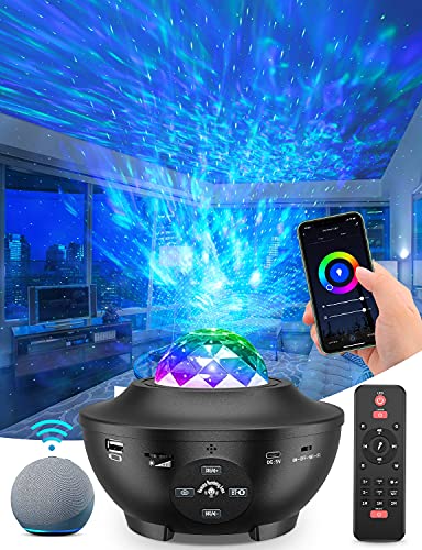 Galaxy Projector Star Projector for Bedroom, Starry Night Light Projector for Kids, Large Coverage Star Projector for Ceiling, Built in Bluetooth/Music Speaker/Timer, Ideal Gift for Christmas (Black)