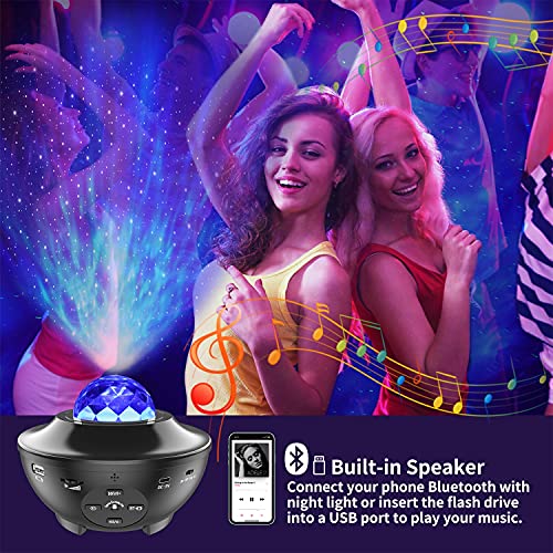 Galaxy Projector Star Projector for Bedroom, Starry Night Light Projector for Kids, Large Coverage Star Projector for Ceiling, Built in Bluetooth/Music Speaker/Timer, Ideal Gift for Christmas (Black)