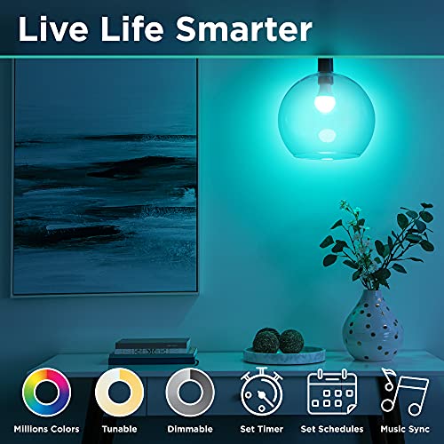 iHome Spectra Smart Multicolor Light Bulb, A21 Tunable Dimmable Ultra-Bright Color Bulb, 1600 Lumens, 15W, 100W Equivalent, WiFi Smart Bulb, Compatible with Alexa and Google Home, 2 Pack