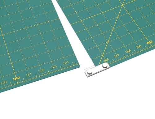 OLFA 23" x 70" Connecting Grid Rotary Cutting Mat Set (RM-CLIPS/2) - Self Healing Double Sided 23x70 Inch Cutting Mat with Grid for Fabric & Sewing, Designed for Use with Rotary Cutters (Green)